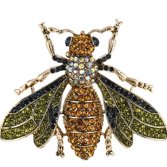 Exquisite Vintage-Style Rhinestone Honey Bee Brooch – Gold-Tone Crystal Insect - Picture 3 of 7